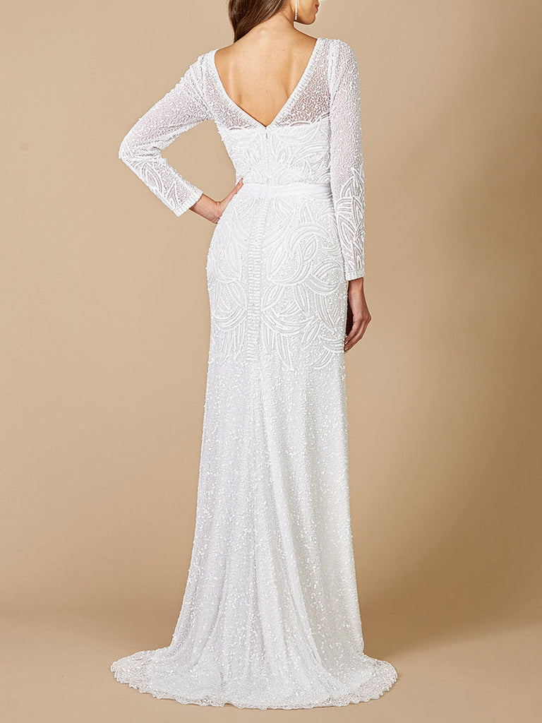 Lara Grant Long Sleeve Beaded Wedding Dress