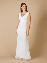 Load image into Gallery viewer, Lara Gwen Beaded Short Sleeve Wedding Dress