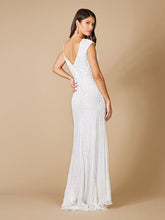 Load image into Gallery viewer, Lara Gwen Beaded Short Sleeve Wedding Dress