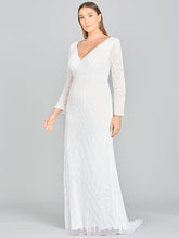 Load image into Gallery viewer, Lara Gretchen V-Neck Long Sleeve Wedding Dress