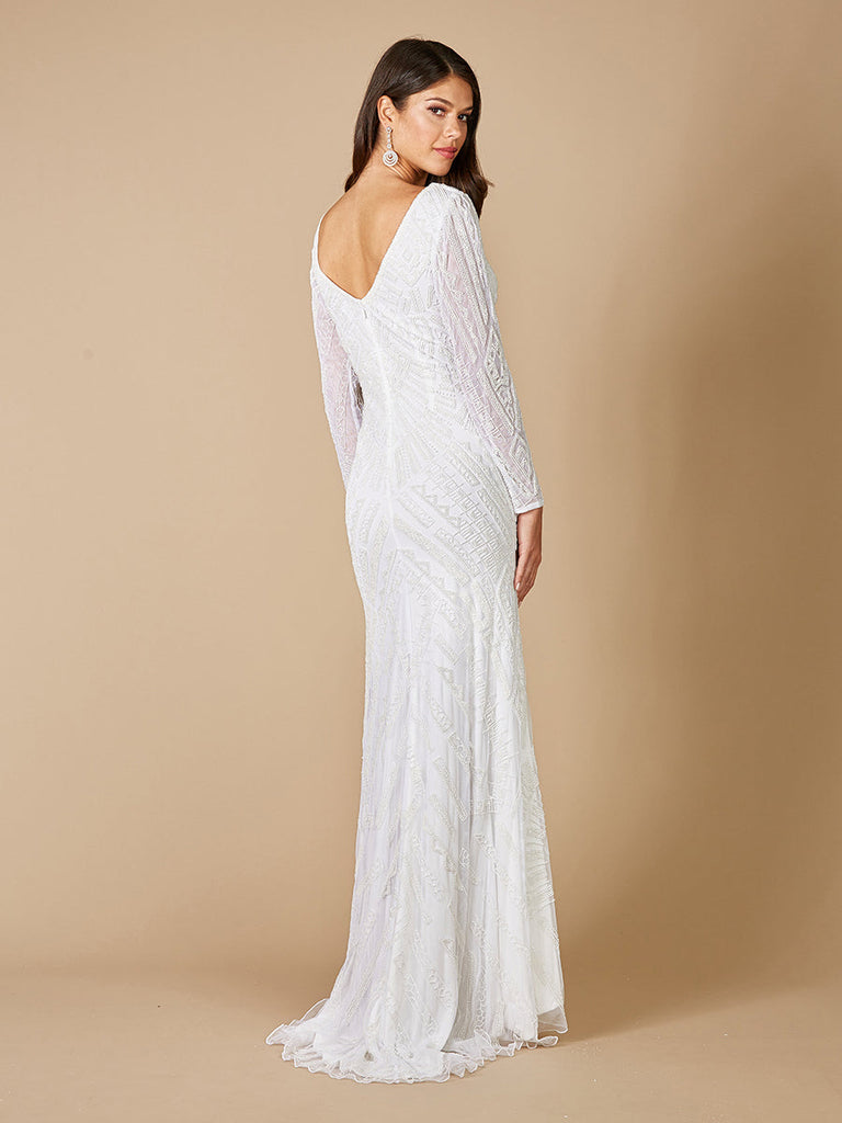 Lara Gretchen V-Neck Long Sleeve Wedding Dress
