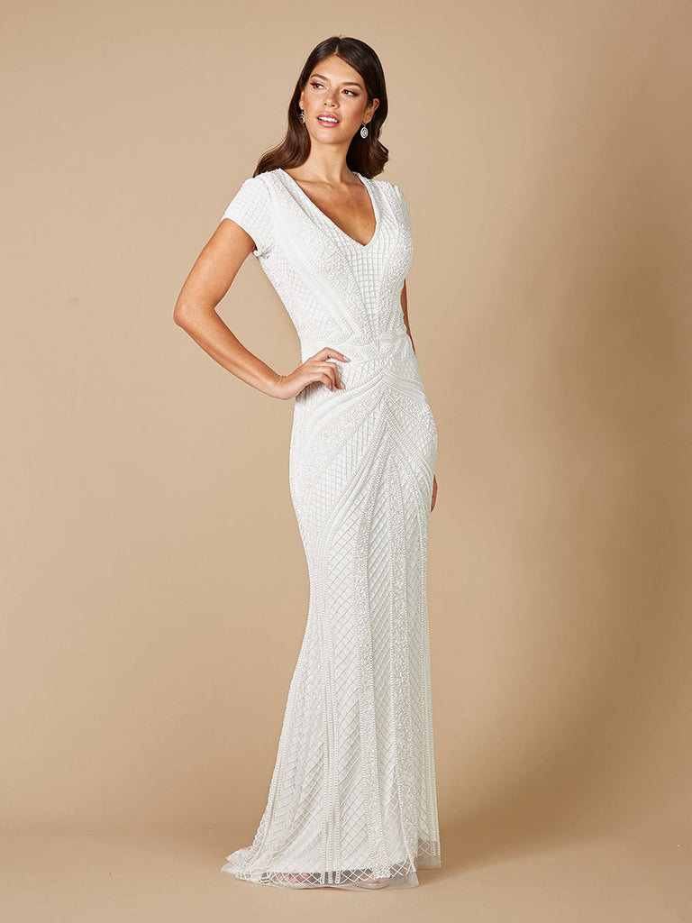 Lara Flavia Fitted Beaded Wedding Gown