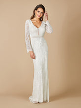 Load image into Gallery viewer, Lara Flora Beaded Long Sleeve Wedding Gown
