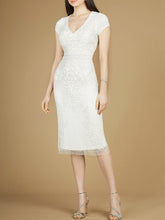 Load image into Gallery viewer, Cap Sleeve Midi Bridal Gown