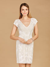 Load image into Gallery viewer, V-Neck Beaded Bridal Mini with Cap Sleeves