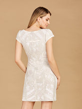Load image into Gallery viewer, V-Neck Beaded Bridal Mini with Cap Sleeves