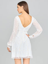 Load image into Gallery viewer, V-Neck, Long Sleeve Bridal Cocktail Dress