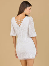 Load image into Gallery viewer, V-Neck Beaded Bridal Short with Sleeves