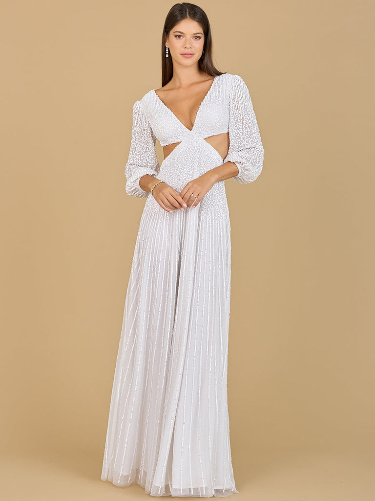 Long Sleeve Cut Out Wedding Dress