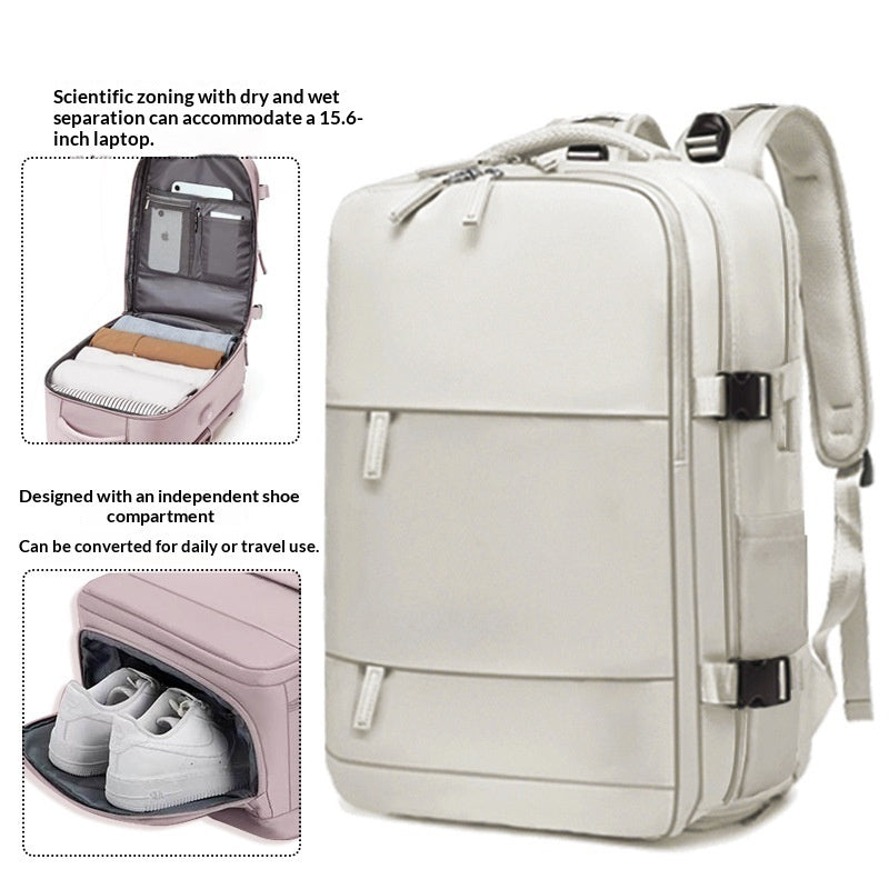 Men's Waterproof Laptop Backpack | Travel & Business Nylon Bag with Dry-Wet Separation