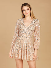 Load image into Gallery viewer, Beaded Long Sleeve Bridal Cocktail Short- OUTLET