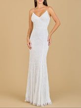 Load image into Gallery viewer, Beaded Spaghetti Strap Mermaid Gown