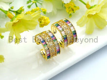 Load image into Gallery viewer, Wide Rainbow CZ Gold Adjustable Ring, Sku#X17