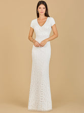 Load image into Gallery viewer, Beaded V-Neckline Dress with Cap Sleeves