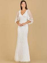 Load image into Gallery viewer, Cape Sleeve V-Neck Beaded Gown