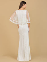Load image into Gallery viewer, Cape Sleeve V-Neck Beaded Gown