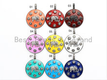 Load image into Gallery viewer, NEW Enamel Colorful Round With Elephant and Stars Pendant,CZ Micro Pave Oil Drop pendant,Enamel pendant,Enamel Jewelry,34x37mm,sku#F570