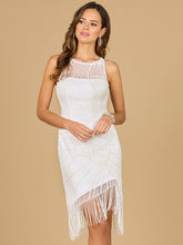 Load image into Gallery viewer, Illusion Neck, Fringe Bridal Short Dress