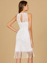 Load image into Gallery viewer, Illusion Neck, Fringe Bridal Short Dress