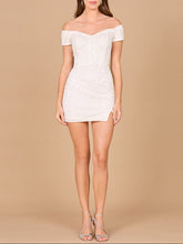 Load image into Gallery viewer, Sleek Off Shoulder Bridal Cocktail Dress | 51176