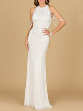Load image into Gallery viewer, Halter Neck Gown with Fringe