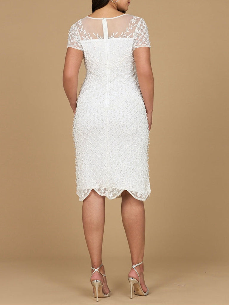Beaded Midi Dress with Cap Sleeves - OUTLET