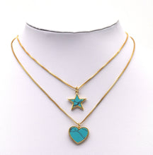 Load image into Gallery viewer, Gold Turquoise Heart  Star Charm, Sku#L656