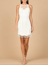 Load image into Gallery viewer, Beaded Bridal Short Dress with Fringe