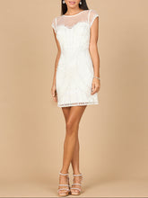 Load image into Gallery viewer, Beaded Bridal Short Dress with Cap Sleeves