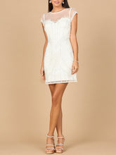 Load image into Gallery viewer, Beaded Bridal Short Dress with Cap Sleeves