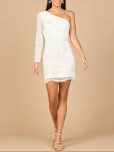 Load image into Gallery viewer, One Sleeve Beaded Cocktail Dress with Fringe
