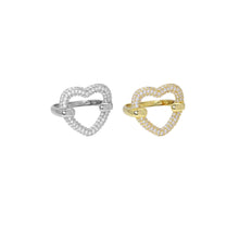 Load image into Gallery viewer, Clear CZ Open Heart Gold Silver Adjustable Ring, Sku#A172