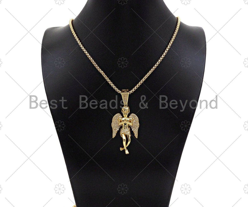 CZ Micro Pave Large Prayer Angel Shape Pendant/Charm, sku#L491