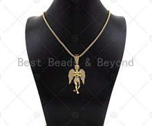 Load image into Gallery viewer, CZ Micro Pave Large Prayer Angel Shape Pendant/Charm, sku#L491