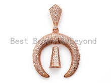 Load image into Gallery viewer, CZ Micro Pave Double Horn Pendant with Diamond Bail,SKU#L226