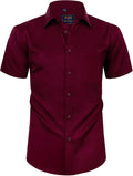 Mens Short Sleeve Dress Shirt Wrinkle Free Summer Button Down Shirts