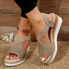 Load image into Gallery viewer, Wedge Sandals Cross-Strap Platform Gladiator Hemp Heel Shoes