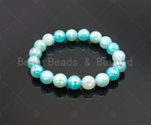 Load image into Gallery viewer, Mystic Aqua Blue Banded Agate Stretchy Bracelet