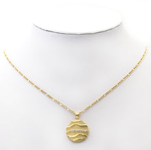 Load image into Gallery viewer, CZ Gold Wave Line Medallion Coin Charm, Sku#LK753