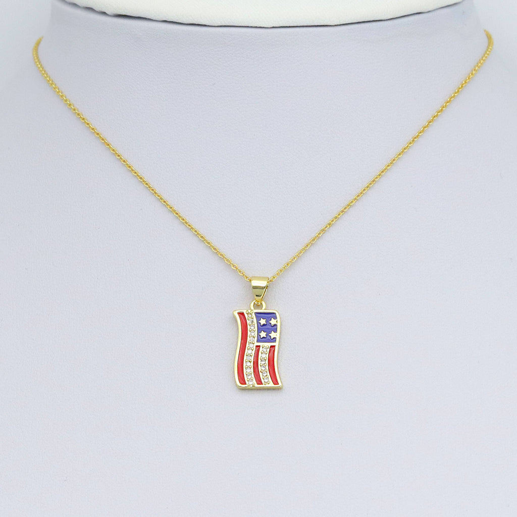 American Flag Charm Pendant, Sku#LK972