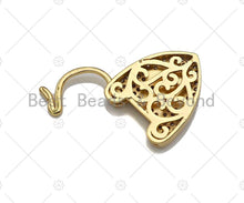 Load image into Gallery viewer, 18K Gold Cross On Heart Fancy Lock Clasp, CZ Micro Pave Lock