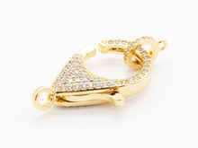 Load image into Gallery viewer, CZ Micro Pave Teardrop Lobster Claw Clasp, Cubic Zirconia Pa