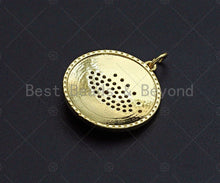Load image into Gallery viewer, 18K Gold Finish Evil Eye On Round Coin Shape Pendant, Round Charm, Evil Eye Pave Pendant, Gold plated, 20mm, Sku#LK62