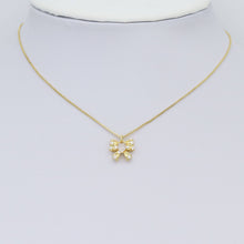 Load image into Gallery viewer, Dainty CZ Gold Silver Bow Charm Pendant, Sku#A321