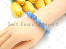 Load image into Gallery viewer, Natural Blue Banded Agate Stretchy Bracelet,SKU#EF12c