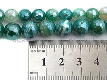 Load image into Gallery viewer, Green Agate Attachment Necklace with Large CZ Pave Silver clasp, 18 long, 8mm/10mm beads size, sku#D45