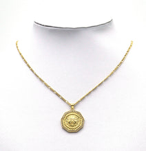 Load image into Gallery viewer, Gold CZ Embossed Sunflower On Polygon Charm, Sku#LK683