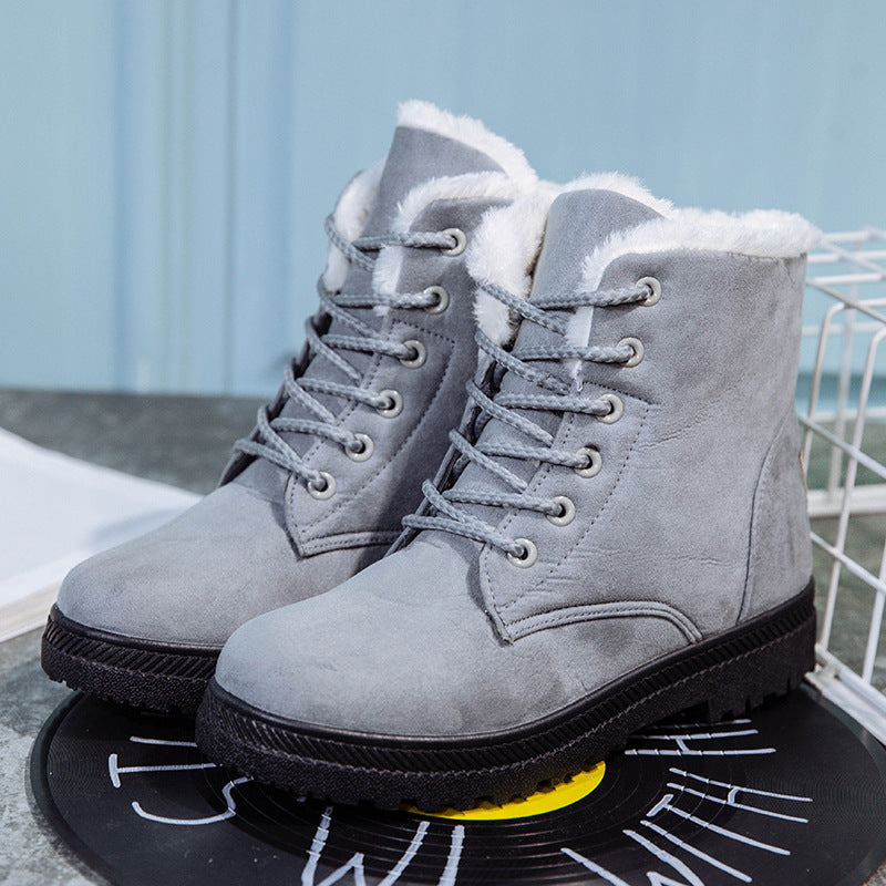 Women's Plush Snow Boots | Flat Heel Waterproof Casual Winter Boots
