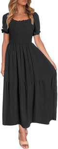 ZESICA Womens 2026 Summer Boho Floral Ruffle Maxi Dress