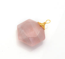 Load image into Gallery viewer, Gold Hexagon Gemstone Pendant, Sku#LY04